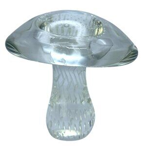 Viking Glass Mushroom Paperweight Mid Century Heavy Controlled Bubbles 4.5"x4.5"